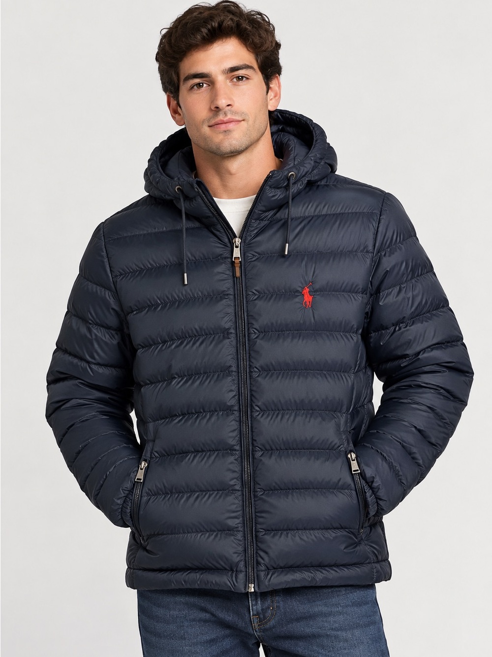Polo Ralph Lauren Down Puffer Jacket Navy Blue Large L